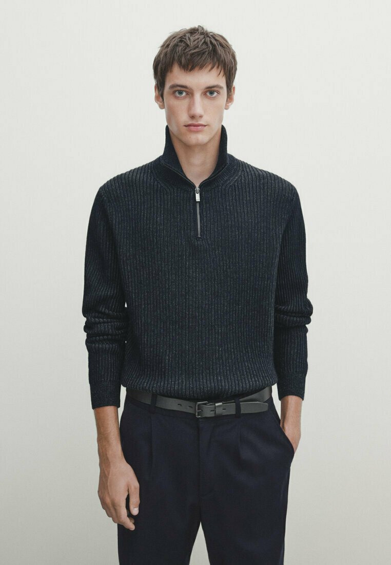 Massimo Dutti PLEATED MOCK NECK WITH ZIP  - Strickpullover
