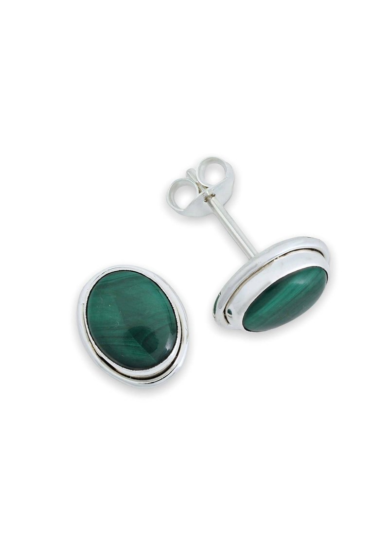 Mantraroma SARALA STUDS 925 STERLING SILVER MALACHITE - Ohrringe