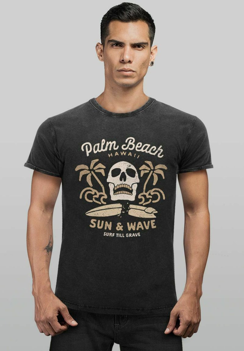 Neverless SURF MOTIV TOTENKOPF PALM BEACH VINTAG - T-Shirt print