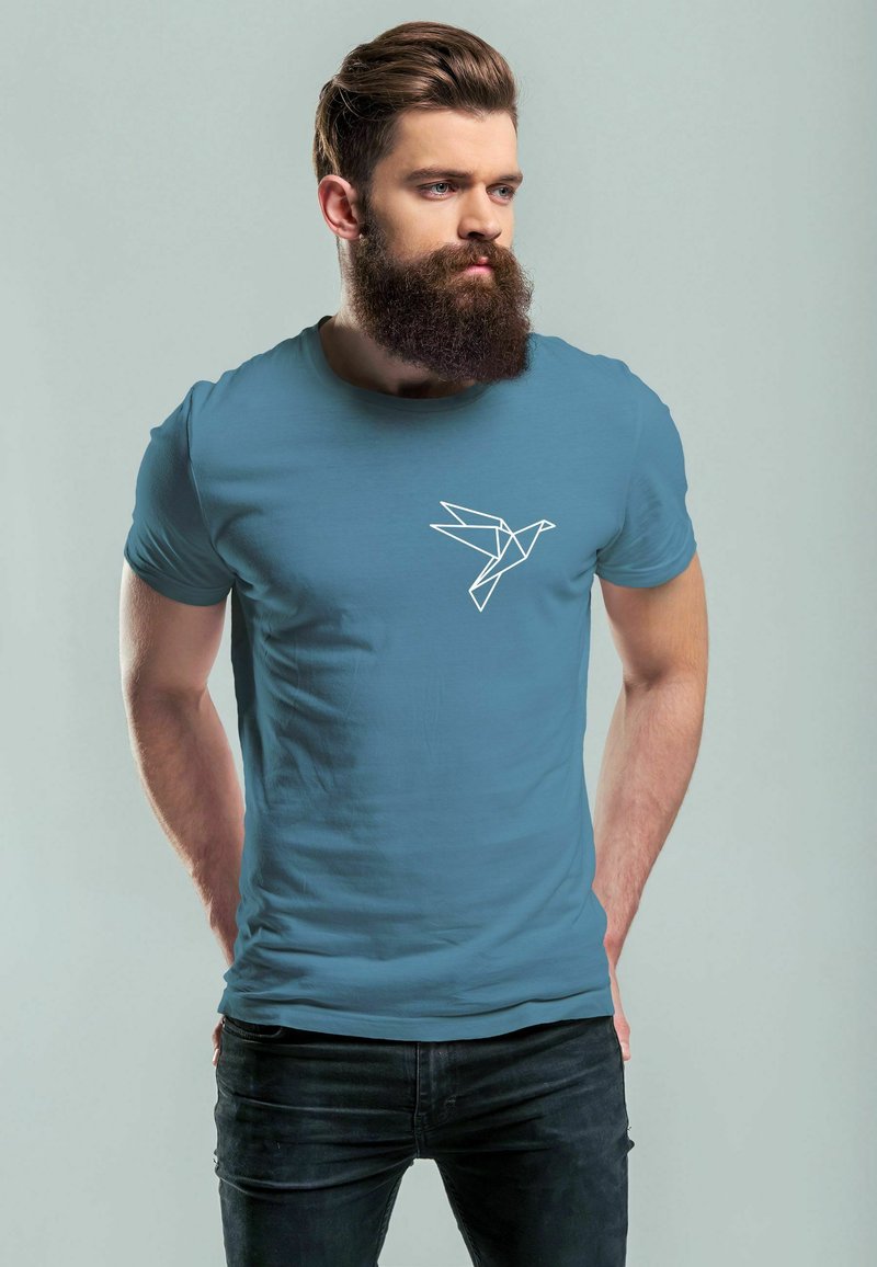 Neverless VOGEL ORIGAMI BRUST LOGO FASHION STREETSTYLE - T-Shirt print