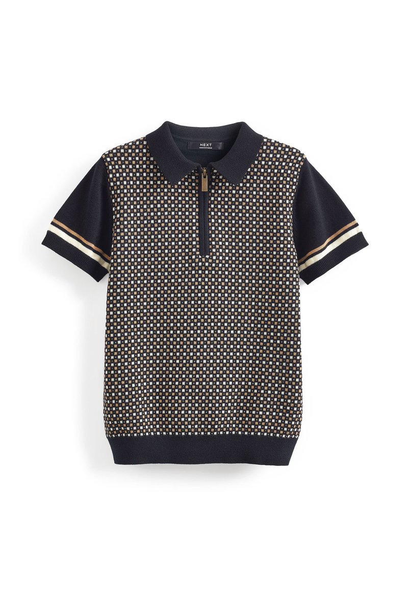 Next KNITTED SHORT SLEEVE GEO PATTERN POLO SHIRT - Poloshirt