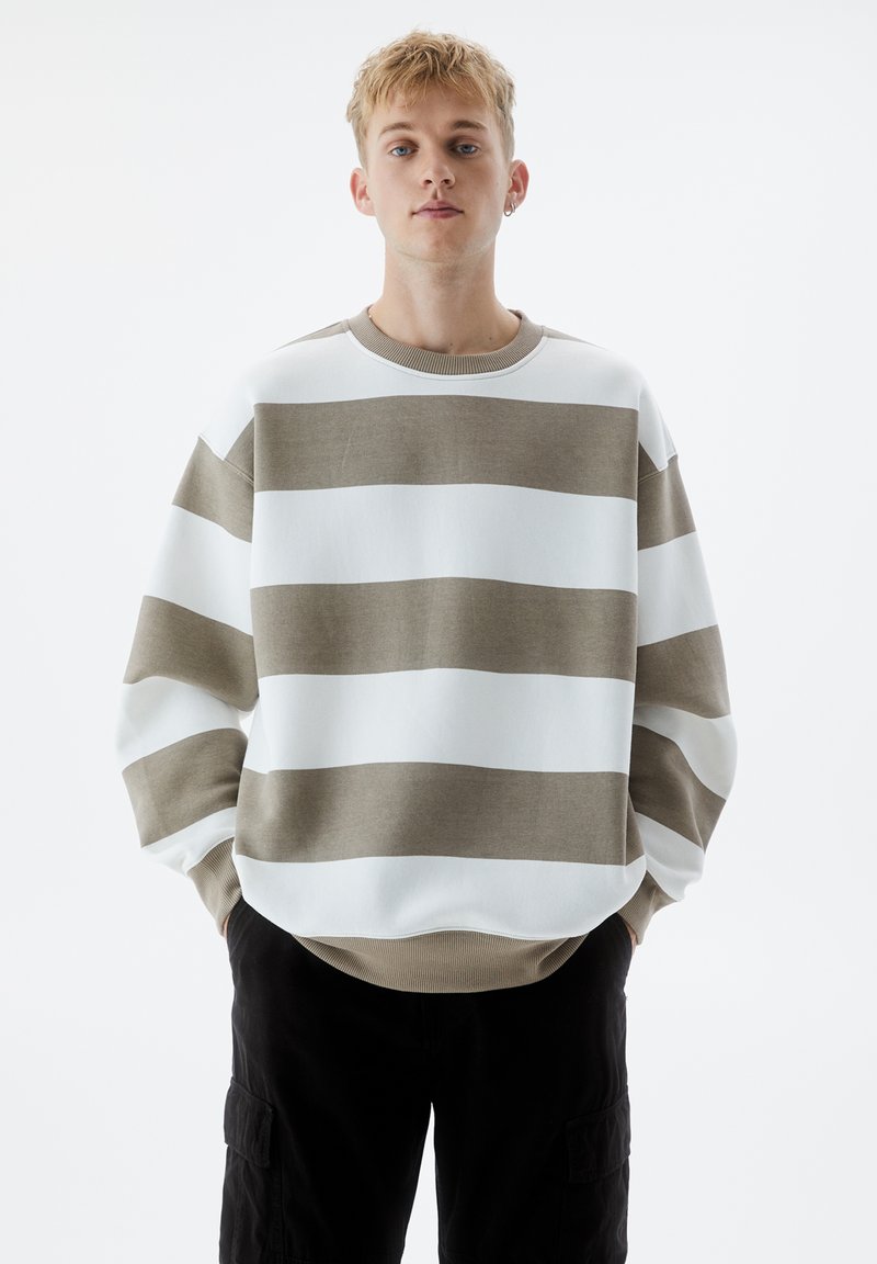 PULL&BEAR BASIC ROUND NECK STRIPED - Sweatshirt