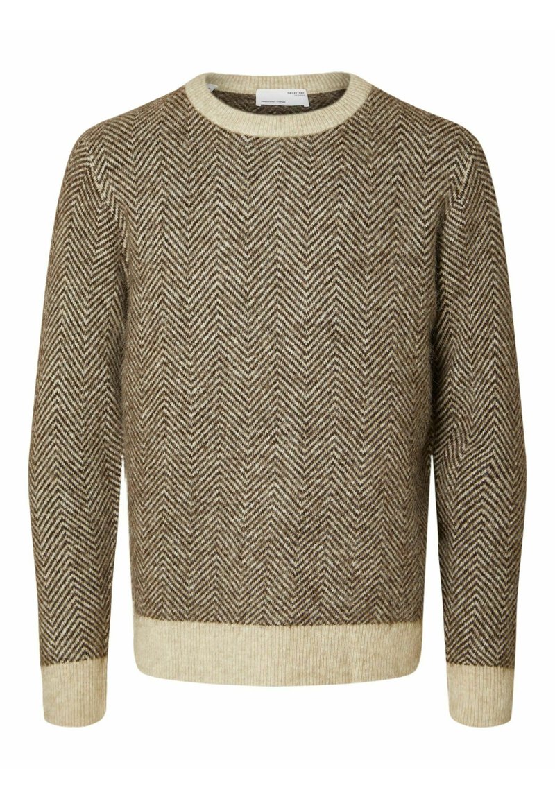 Selected Homme SLHRAI LS CREW NECK W - Strickpullover